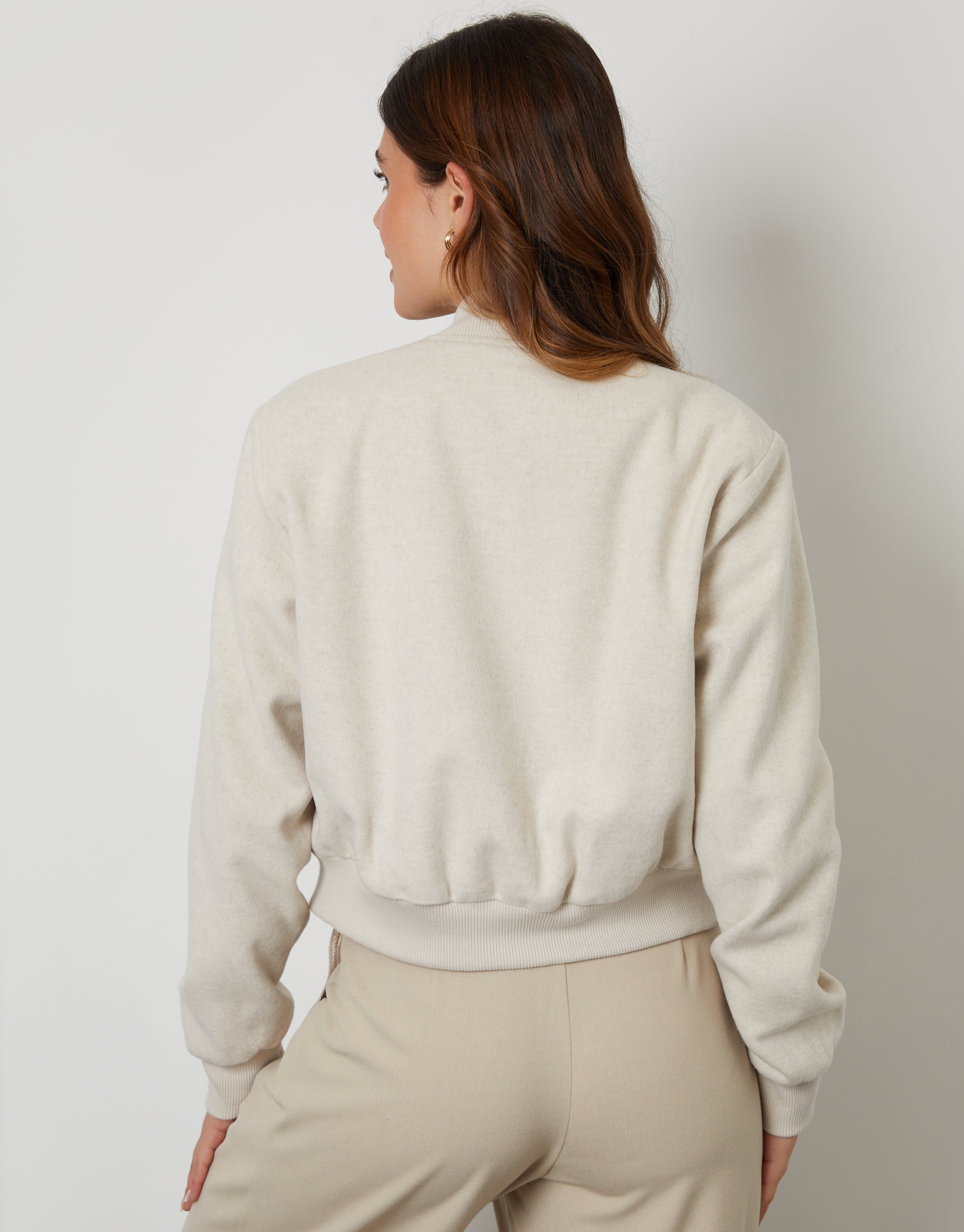Galuxia Women's Ecru Brushed Cropped Bomber Jacket - Image 2