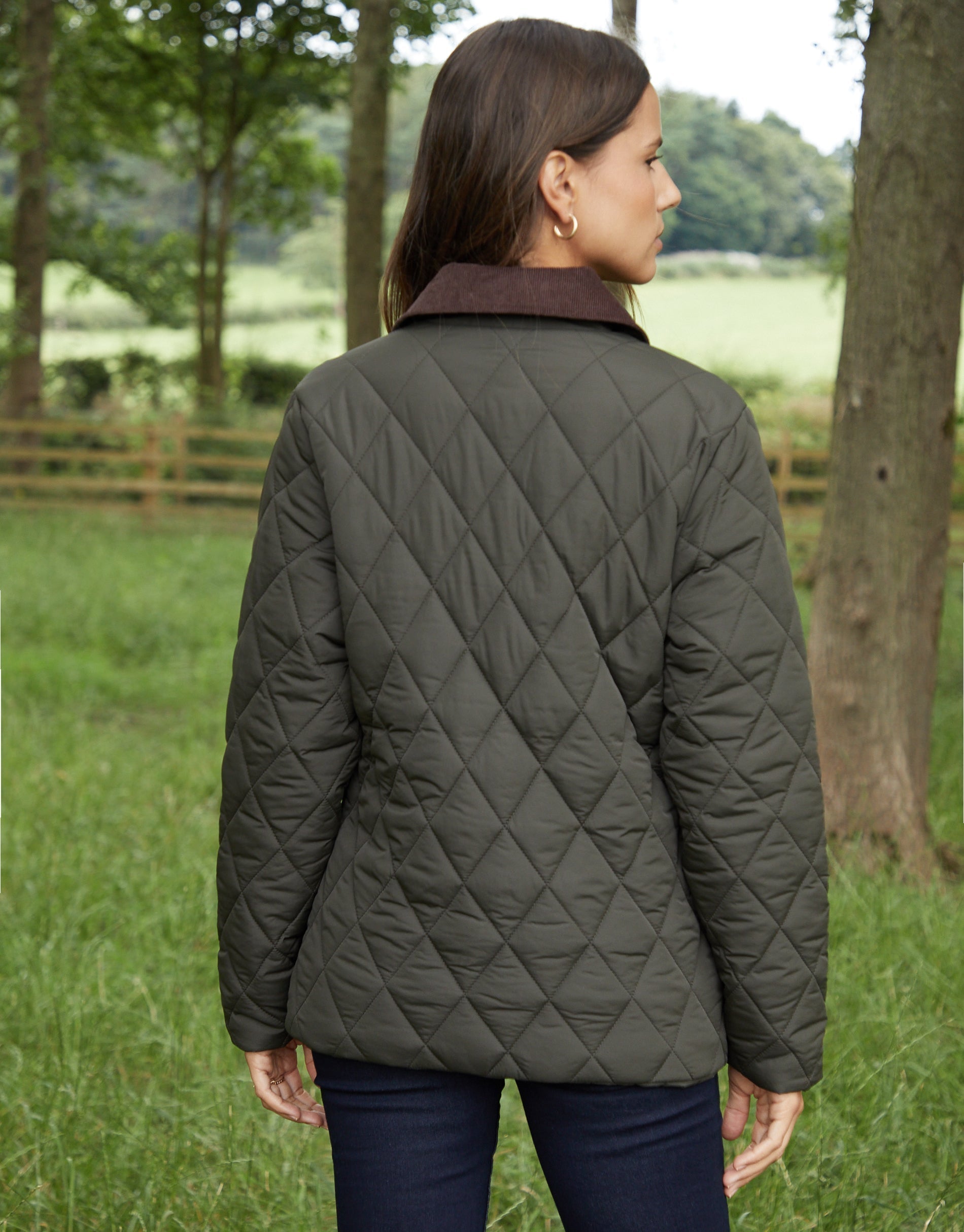 Galuxia Women's Khaki Cord Collar Diamond Quilted Heritage Jacket - Image 2