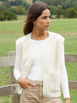 Galuxia Women's Cream Reversible Fleece Borg Gilet