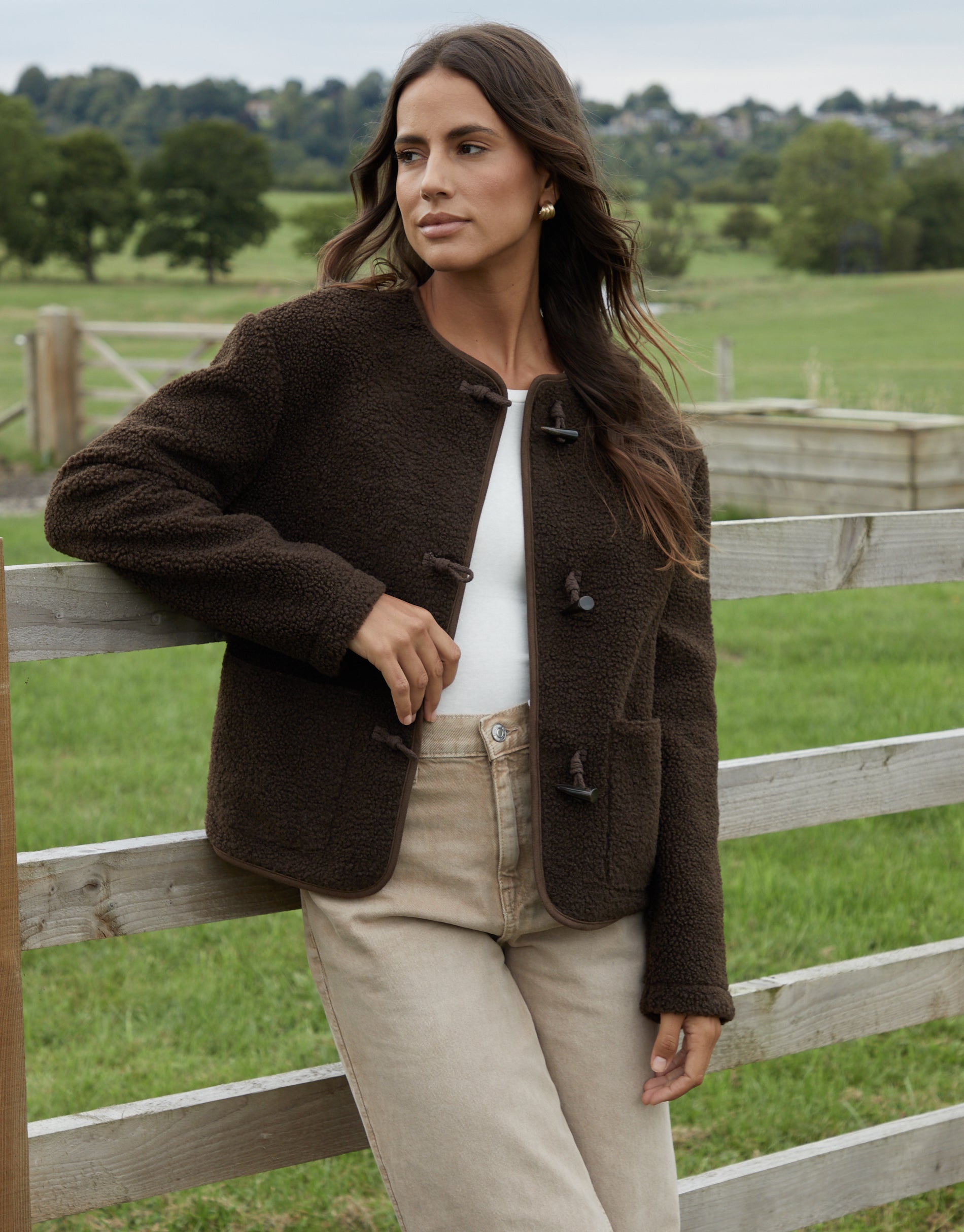 Galuxia Women's Chocolate Fleece Borg Toggle Jacket - Image 2