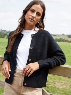 Galuxia  Women's Black Button Up Knitted Cardigan