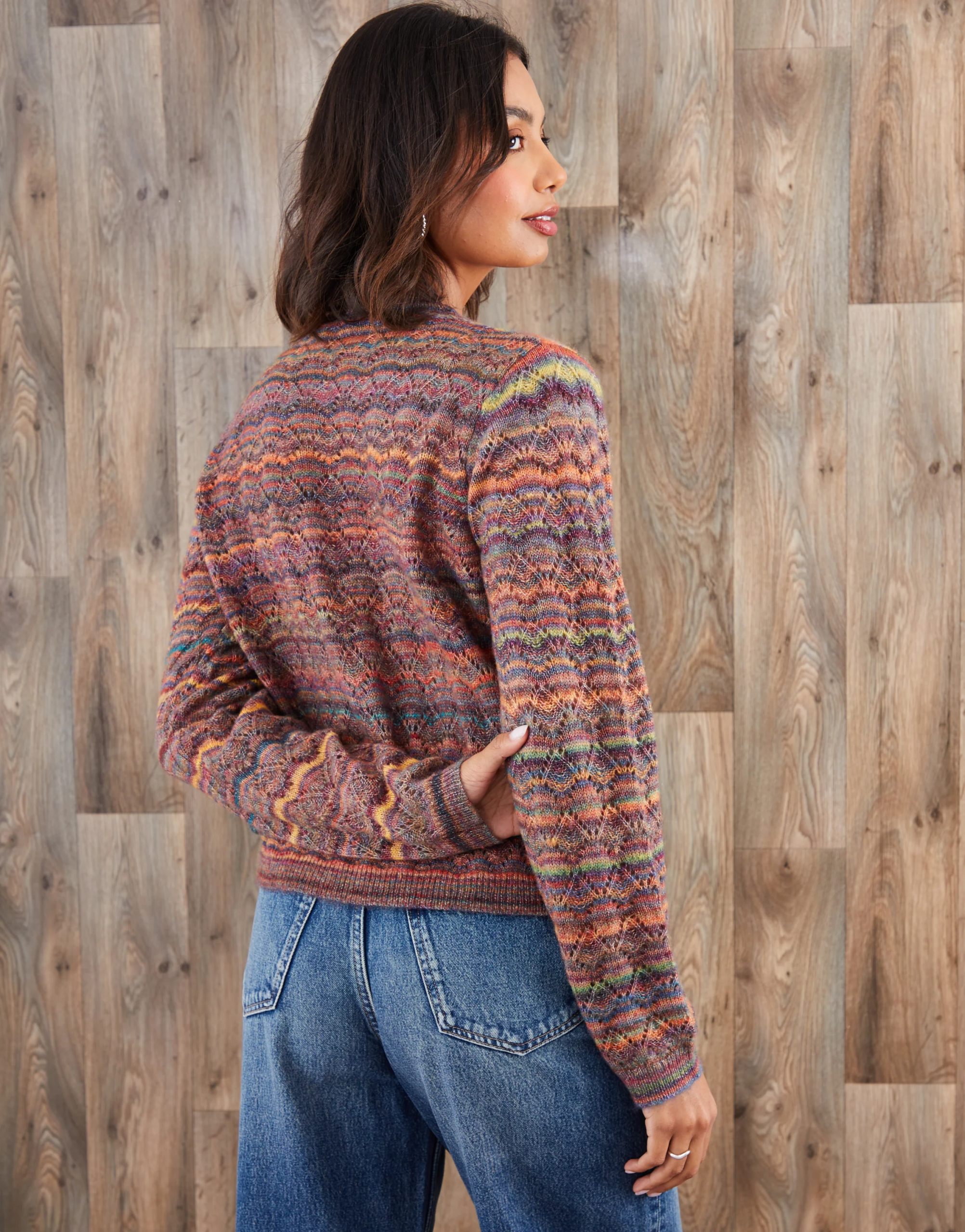 Galuxia Women's Brown Space Dye Knitted Cardigan - Image 2