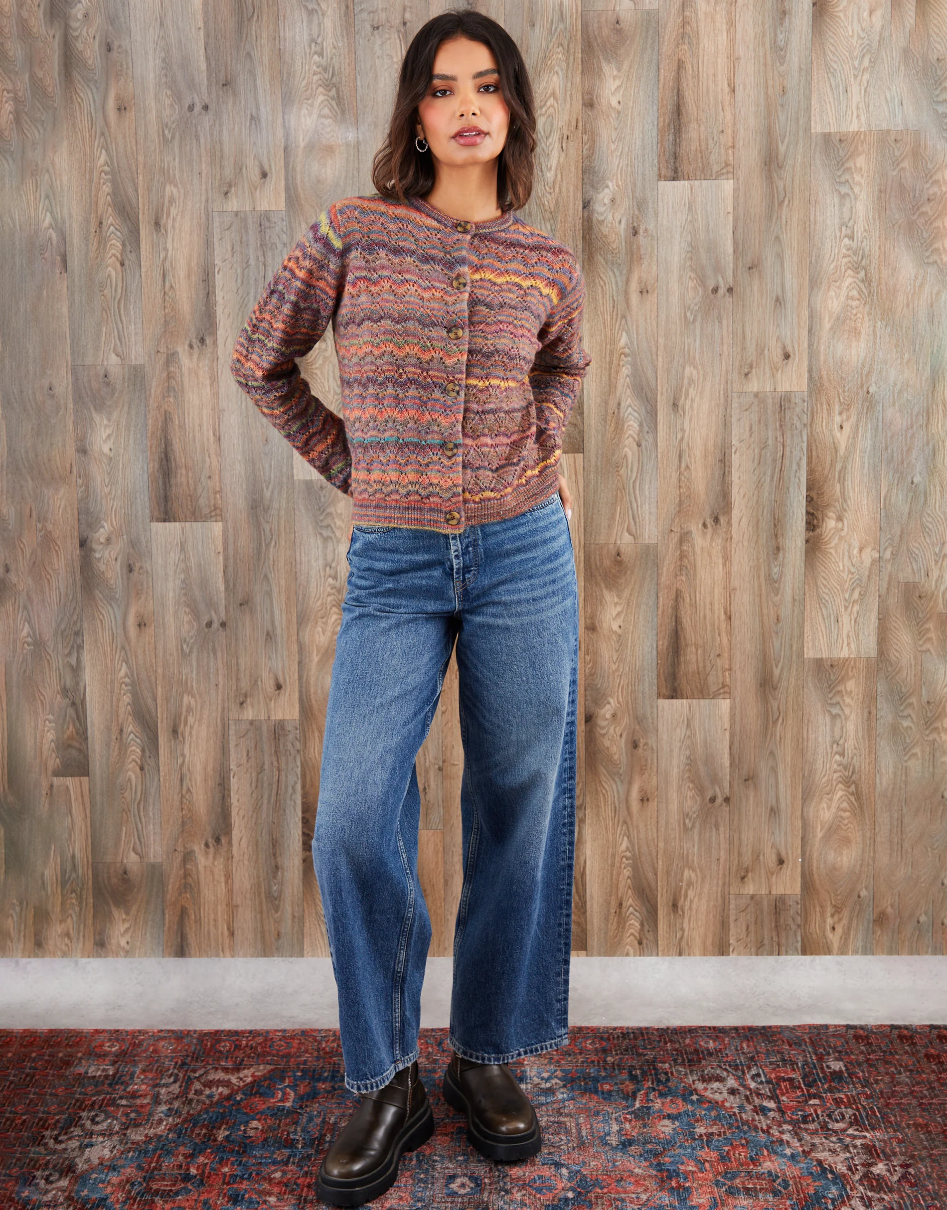 Galuxia Women's Brown Space Dye Knitted Cardigan - Image 4